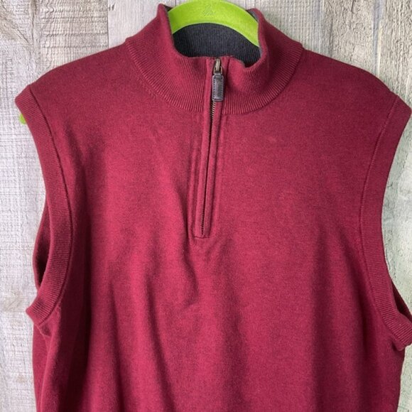 Daniel Cremieux Signature Collection Large 100% Supima Cotton Red Vest Sweater - Picture 3 of 5